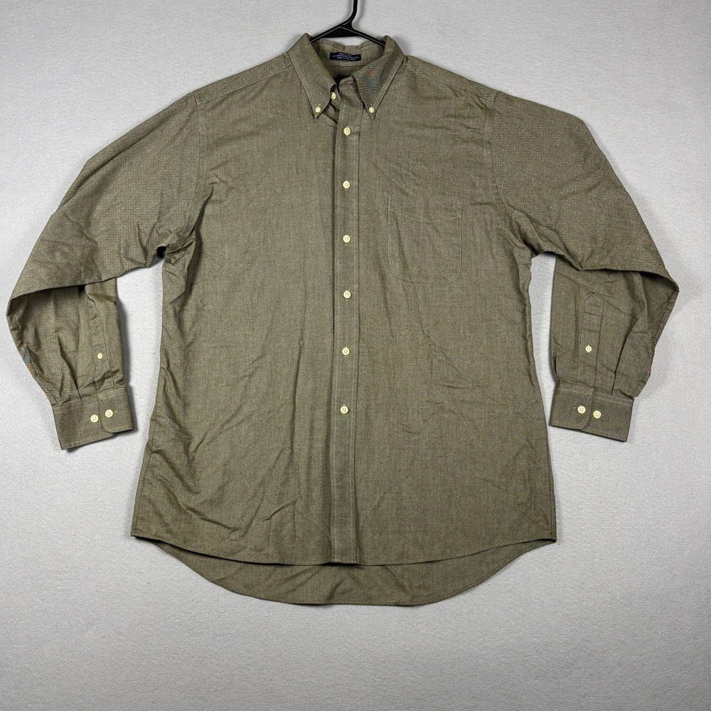 Barrington Wrinkle Free Button Down Shirt 16 34/35 Olive Green Long Sleeve